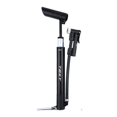 TEKY便携式双缸迷你打气筒气压120psi,未展开长度约27.5cm,有微型脚踏板折叠手柄